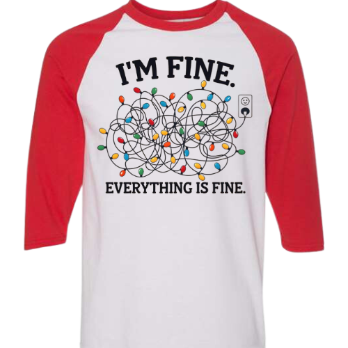 GILDAN 3/4 SLEEVE ITS FINE XMAS TSHIRT
