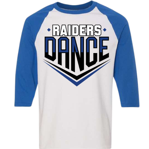 RAIDERS DANCE 3/4 LENGTH GILDAN ROYAL/BLACK LOGO