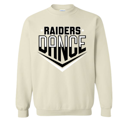 RAIDERS DANCE GILDAN CREWNECK BLACK/WHITE LOGO