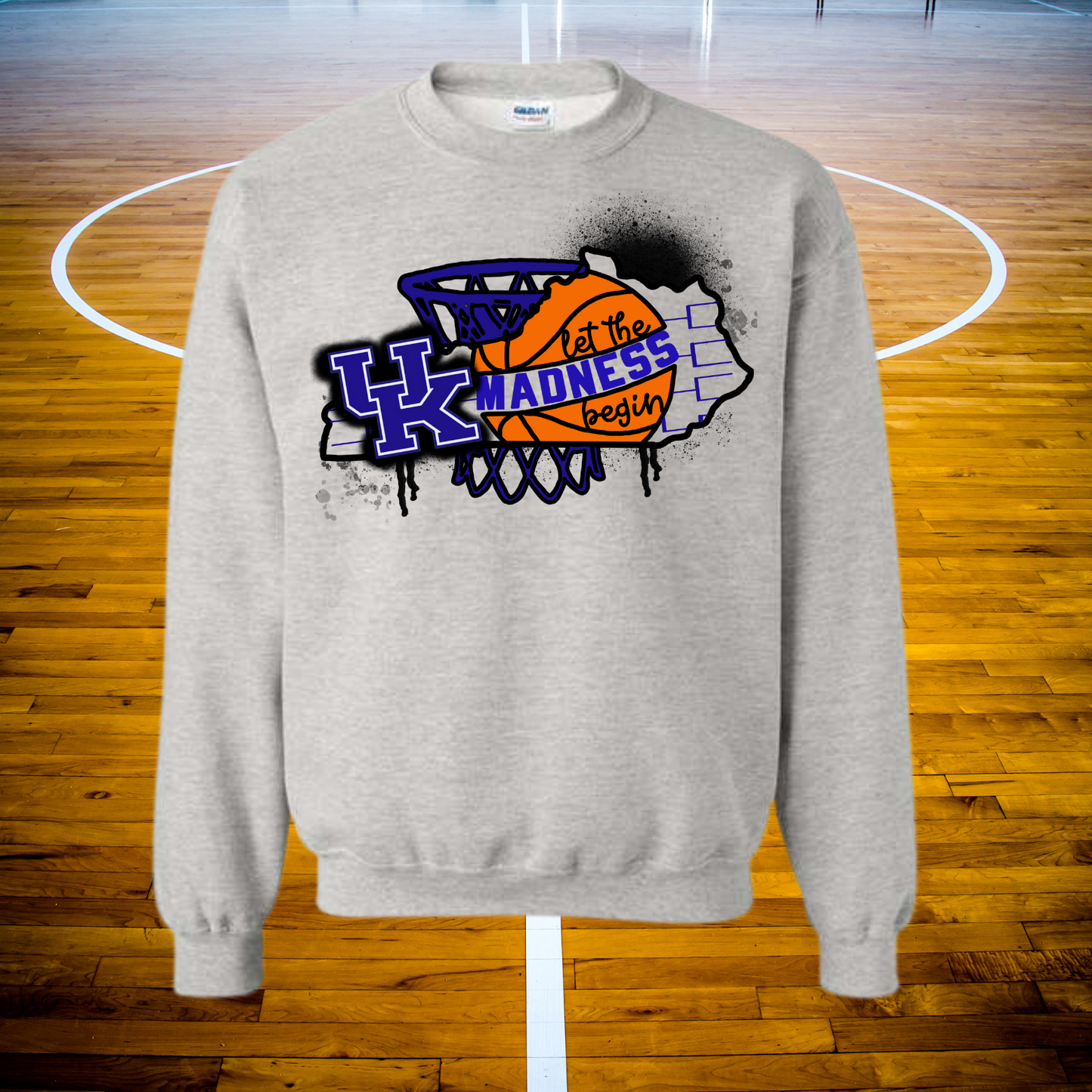 LET THE MADNESS BEGIN GILDAN CREWNECK